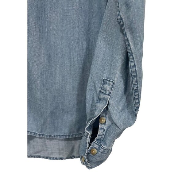 American Eagle Outfitters Top Button Front Blue Denim Mens Size Small - Picture 3 of 5